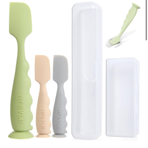 Baby Diaper Cream Spatula with Case-1 Large 2 Mini Butt Paste Spatula with 2 Travel Case-Soft Baby Butt spatula baby Diaper Cream Applicator-Diaper Rash spatula Bum Spatulas Brush