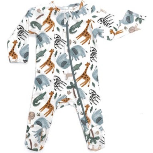 Safari Print Organic Cotton Footie, 3-6M