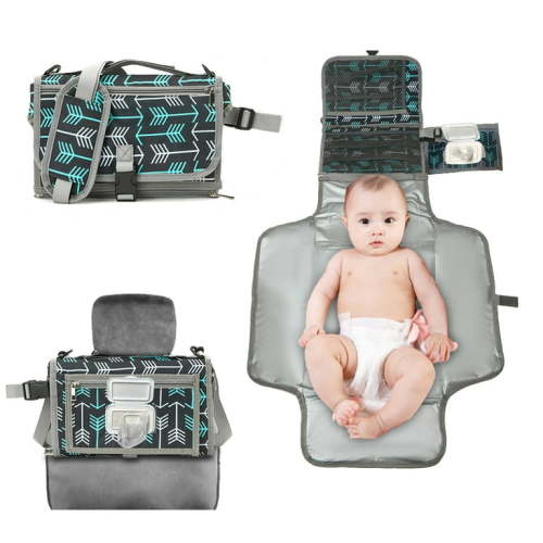 Hoofun Portable Diaper Changing Pad,Portable Detachable Baby Diaper Changing Mat,Wipeable Extended Waterproof Newborn Grey Travel Mat