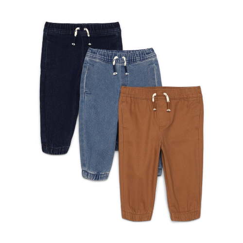 Garanimals Baby Boys Woven Drawstring Joggers, 3-Pack, Sizes 0M-24M