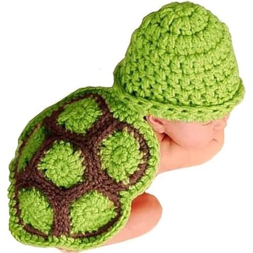 Newborn Costume Baby Photo Prop Newborn Outfit Clothes Handmade Knitted Baby Outfits Newborn Outfits for Boys Photography Infant Cute Toad Costume Baby Turtle Costume Hat Cap Baby Costumes 0-6 Months