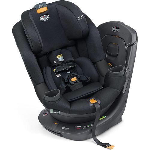 Chicco Fit360 ClearTex Rotating Convertible Car Seat with 360 Degree Rotation for Rear-Facing and Forward-Facing, LeverLock Self-Tensioning Lock System | Obsidian/Black