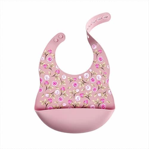 Waterproof Silicone Feeding Bib with Food Catcher, 6+ Months