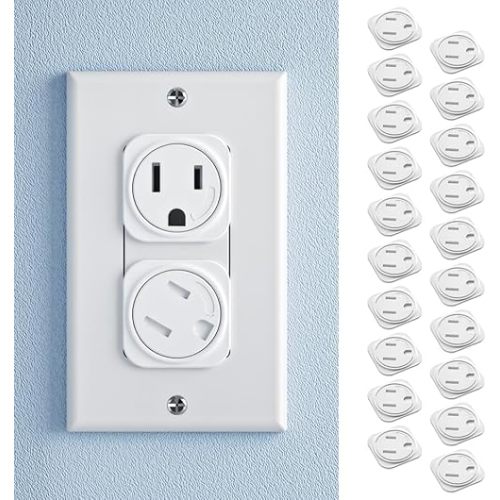 SAFELON 20 Pcs Electrical Safety Plug Socket Covers US, Child Baby Safety Plug Socket Covers for Sockets, Protection Against Electric Shock for Children (White)