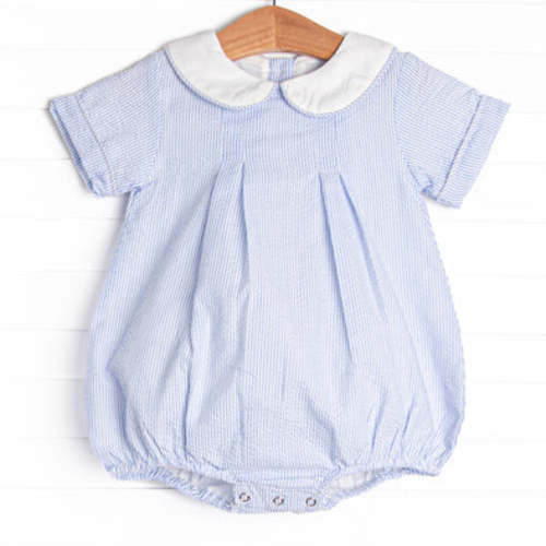 Peyton Boy Bubble, Blue Seersucker – Stitchy Fish