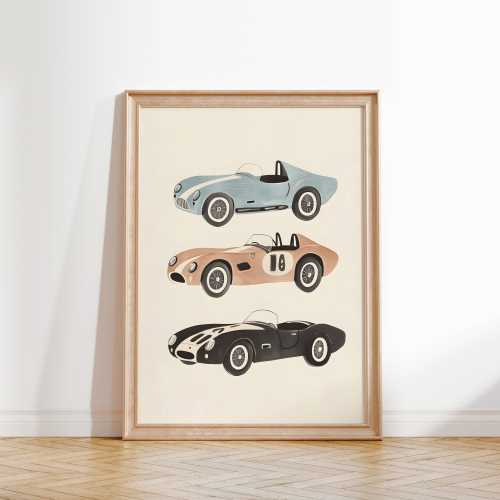 Vintage Car Wall Art, Retro Car Prints, Kids Room Decor, Boys Room Art, Classic Car Nursery Decor, Teen Room Car Poster