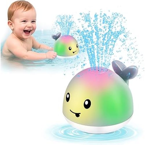 Light Up Whale Bath Toys Sprinkler for Babies 6-12 12-18 Months, Kids Ages 1-3 2-4, Baby Infant Toddler Pool Water Fountain Bathtub Toys for 1 Year Old Boys Girls, Birthday Gifts