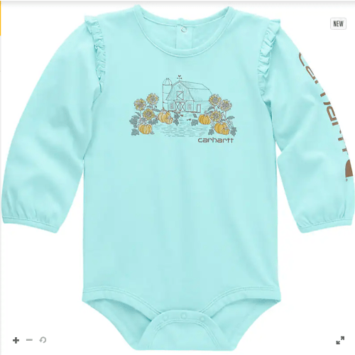 Girls' Long-Sleeve Farm Bodysuit (Infant) | 12M | Carhartt
