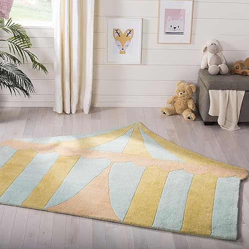 MARTHA STEWART x SAFAVIEH 5'7" x 6'9" Sea Glass MSR4569A Handmade Big Top Wool Playroom Nursery Bedroom Area Rug