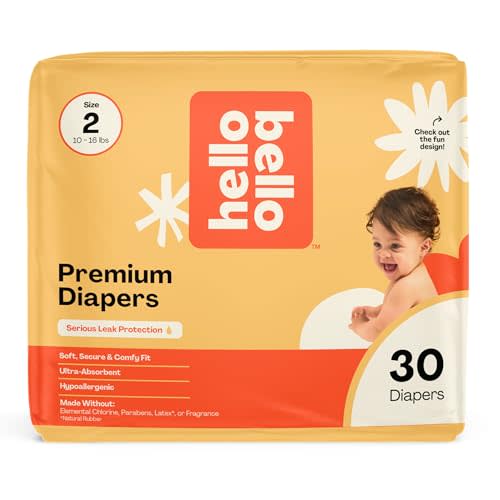 Hello Bello Diapers, Size 2 (10-16 lbs) Flower Child, 30 Count of Premium Disposable Baby Diapers, Hypoallergenic with Soft, Cloth-Like Feel