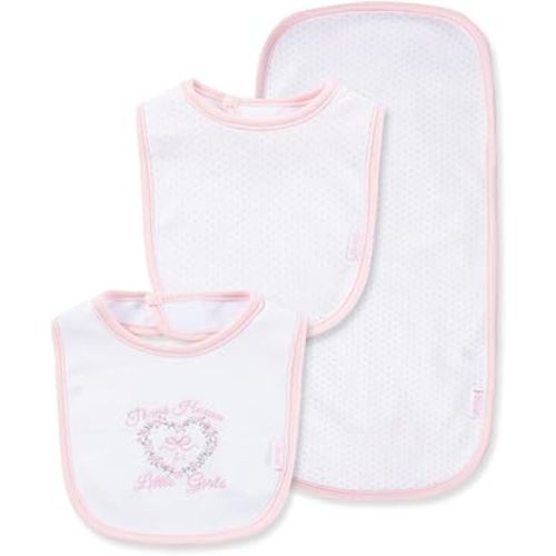 Little Me Baby Boys and Girls 100% Cotton 3-Piece Bib and Burp Sets, 2 Bibs and 1 Burp Cloth
