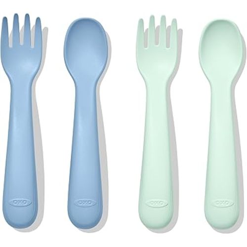 OXO Tot Plastic Fork and Spoon Set - Opal and Dusk