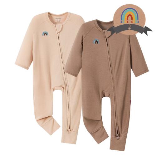 TikTok Shop: Momcozy Boy Girl Baby Pajamas, 0-24 M Temp-Sensing 2-Way Zipper Newborn Sleepers, Stretchy Viscose Derived from Bamboo Minimalist,2 Pack