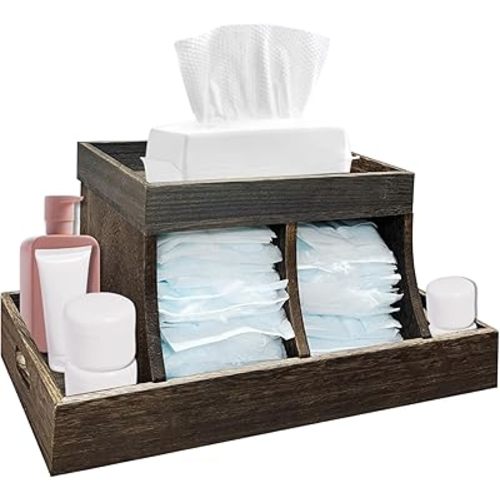 Diaper Caddy Organizer, Durable Wooden Changing Station Table Diaper Organizer, Baby Nursery Organization Diaper Storage for Wipe Dispenser, Wipe Warmer and other Diapering Essentials