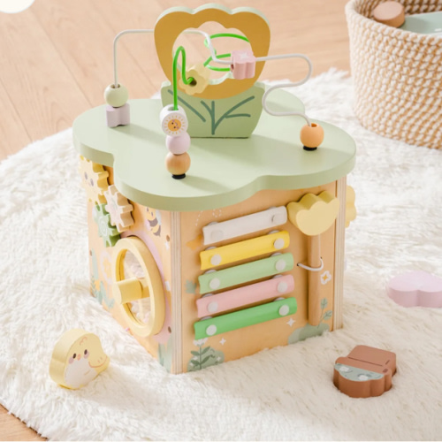 ROBUD Wooden Activity Cube - Flower Bush Theme