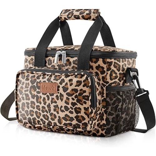 Lifewit Medium Lunch Bag Insulated Lunch Box Soft Cooler Cooling Tote for Adult Men Women, Leopard 12-Can (9L)