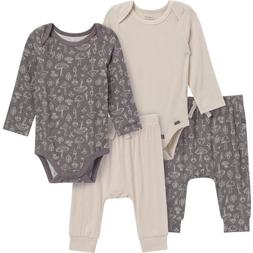 Modern Moments by Gerber Unisex Baby 4-pack Long-sleeve Bodysuit & Pant Set