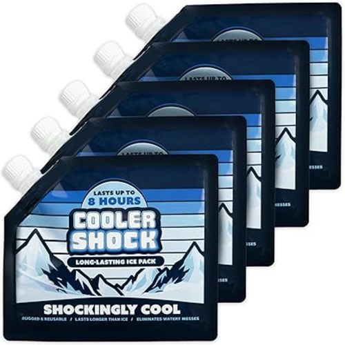 Cooler Shock Reusable Ice Packs for Cooler - Long Lasting Cold Freezer Packs for Coolers and Lunch Boxes - Cooler Ice Packs for Camping Gear, Fishing, Road Trips, Beach Must Haves