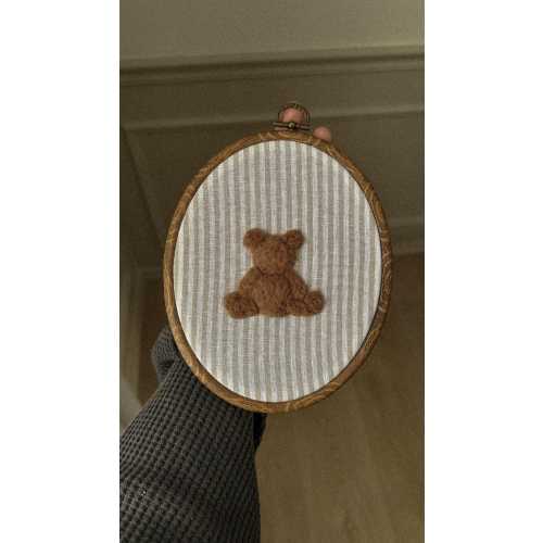Embroidered teddy bear wall decor for nursery | gender neutral nursery decor