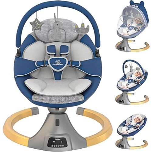 Baby Swing for Infants | Electric Bouncer for Babies, Portable Babies Rocker Bouncer for Newborn Boy and Girls, 12 Preset Lullabies, 5 Sway Speeds, with Fitness Rack and Mosquito net