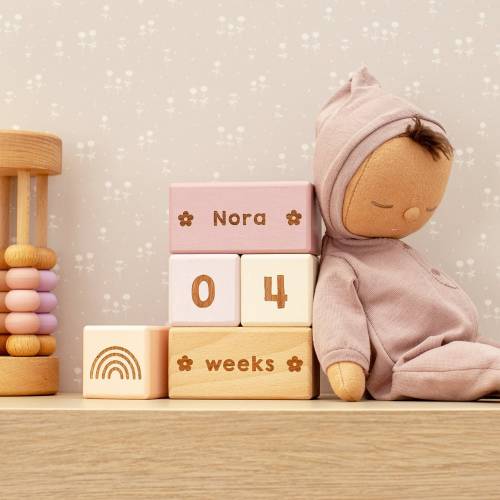 Wooden Baby Milestone and Name Block Set (Custom Colours) / Milestone Cards / Age Blocks / Month Blocks / Photo Blocks