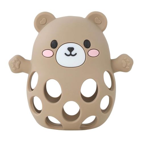 Baby Teething Toy Food Grade Silicone Mitten & Wrist Teether for 0-12 Months, BPA-Free, Anti-Dropping Design for Teething Relief & Sucking Needs (Brown)