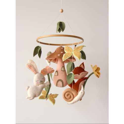 Woodland animals mobile, enchanted forest baby mobile, mushroom baby mobile, butterfly mobile