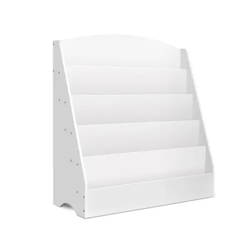 Keezi 5 Tiers Kids Bookshelf Magazine Shelf Organiser Bookcase Display Rack White | Baby Bunting AU