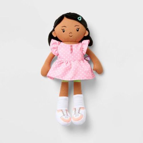 15" Soft Toddler Black Hair Doll - Gigglescape™: Straight Polyester Character Baby Doll