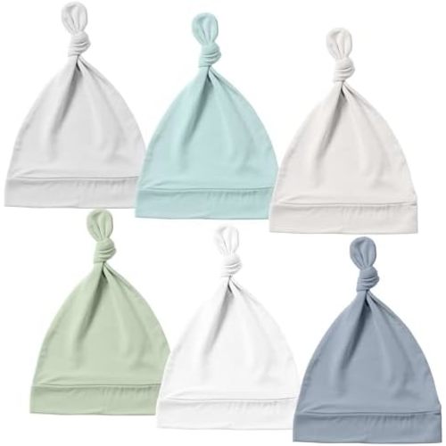 Supersoft Baby Hats 0-6 Months, Bamboo Viscose Infant Newborn Beanies for Girls Boys Hospital Hat 6 Pack