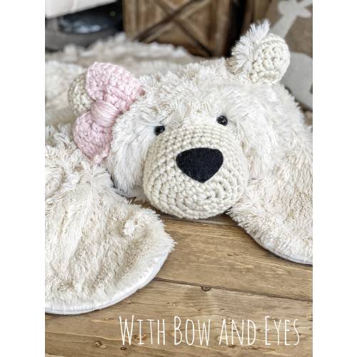 Polar Minky Bear Rug for Nursery decor, plush accent rug for kid room, white fluffy stuffed bear for mountain theme room, ClaraLoo Creations