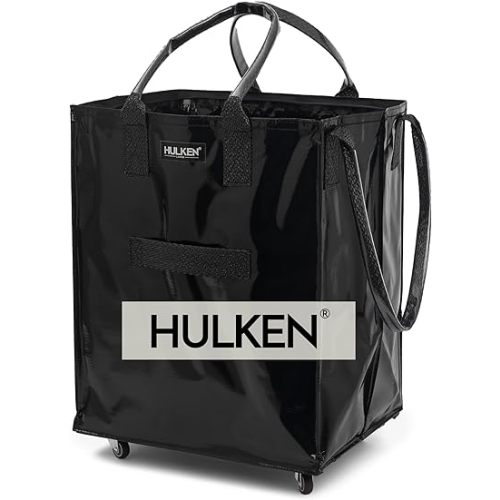 Large, Black - Reusable Grocery Bag On Wheels, Shopping Trolley, Rolling Tote, Zipper Closure, Lightweight, Carries Up to 66 lb, Folds Flat, Unbreakable Handles