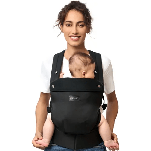 Momcozy Baby Carrier Newborn to Toddler, Lint-Free for Easy Caring, Lightweight Compact Infant Carrier for 7-44lbs, Effortless to Put On, Ideal for Hands-Free Parenting, Enhanced Lumbar Support, Black