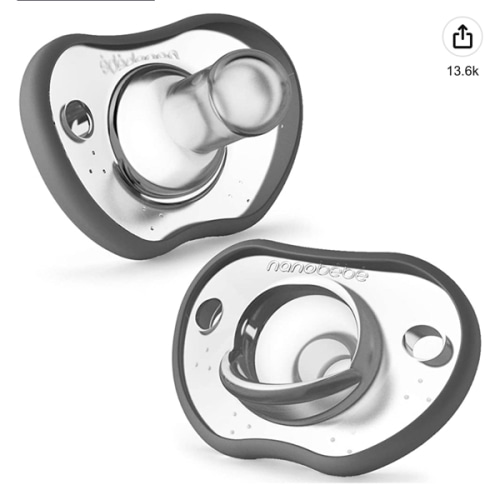 Nanobebe Baby Pacifiers 0-3 Month - Orthodontic, Curves Comfortably with Face Contour, Award Winning for Breastfeeding Babies, 100% Silicone - BPA Free. Perfect Baby Registry Gift 2pk,White