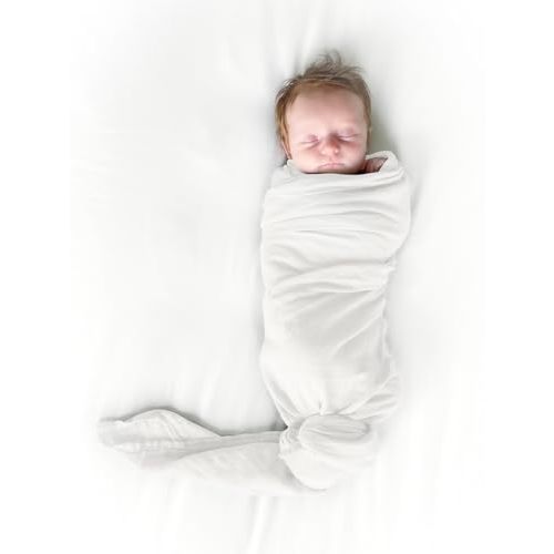Premium Swaddle Blanket by BWD - 70% Bamboo Viscose & 30% Organic Cotton, 47x47 Inches - Baby Girl Swaddle Set for Newborns and Infants, Muslin Baby Blanket Ultra-Soft Luxury (Warm White)