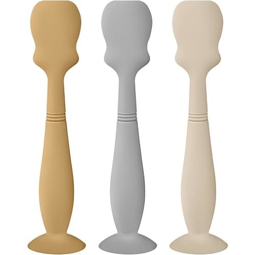 Baby Diaper Cream Spatula Applicator Set - 3Pack Soft Silicone Baby Butt Paste Spatula (Large Size, Cream/Gray/Mustard Yellow)