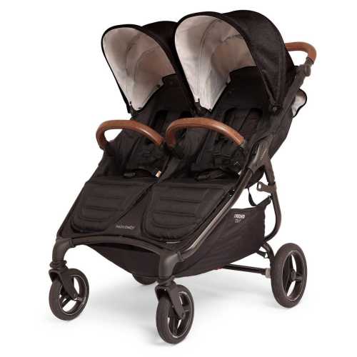 Valco Baby Trend Duo Sport Side by Side Double Stroller - Ash Black / Brown Leatherette