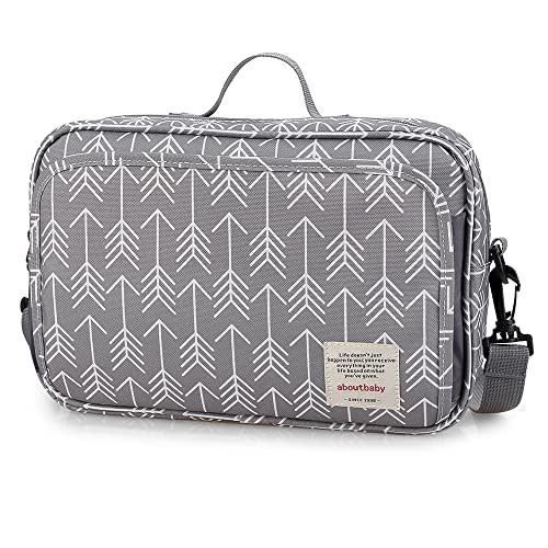 MOMIGO Diaper Caddy Tote Baby Stroller Bag Nursery Storage Bin , Wipes & Toys Mini Diaper Bag for Outdoor (Grey Arrow)