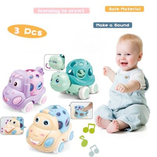 Baby Toys for 12-24 Months, Car Toys for 1 Year Old Toddler, Rattle & Roll Toys for Baby Boys Girls Easter Basket Fillers