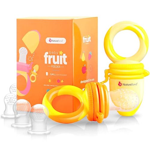 NatureBond Baby Food Feeder/Baby Fruit Feeder Pacifier,Infant Teething Toy Teether with Additional Silicone Sacs (2 Pack)
