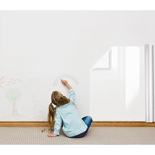 Snkxu Clear Wall Protector Contact Paper Electrostatic Adsorption Removable Kids to Write Board Dry Erase Kitchen Waterproof Backsplash Heat Resistant Transparent Sticker Wallpaper (15.7X197 Inches)
