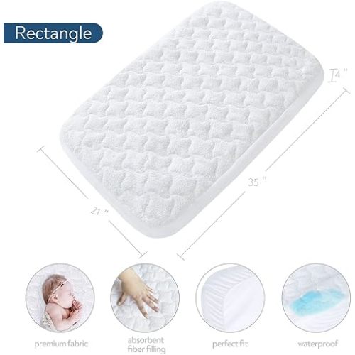 Bassinet Mattress Pad Cover 20" x 28"-Fit for Graco Travel Lite Crib/Sense2Snooze, Guava Lotus, Maxi-COSI Swift Lightweight Bassinet, Waterproof Quilted Bassinet Mattress Protector