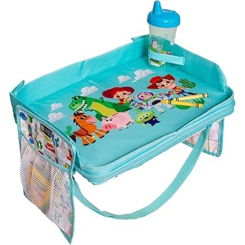J.L. Childress Disney Baby 3-in-1 Travel Tray & iPad Tablet Holder - Car Seat Lap Tray for Toddlers, Kids - Use on Airplanes, Road Trips, Lap Desk - Tablet Holder and Carry Bag - Toy Story
