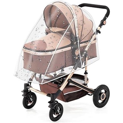Stroller rain Cover, Universal Stroller Accessory, Pushchairs Stroller Weather Shield for Wind Snow Dust, Only Fits Most Jogging Strollers (White)