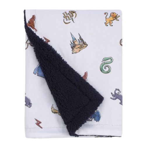 Warner Brothers Harry Potter Welcome Little Wizard Navy, Burgundy, Blue, And White Super Soft Baby Blanket