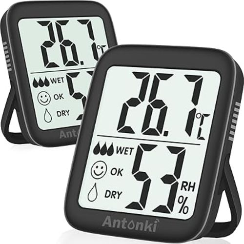 Antonki 2-Pack Hygrometer Indoor Thermometer, Room Thermometer Humidity Meter, Digital Temperature and Humidity Monitors Humidity Gauge for Baby Room, Terrarium, Incubator, Greenhouse