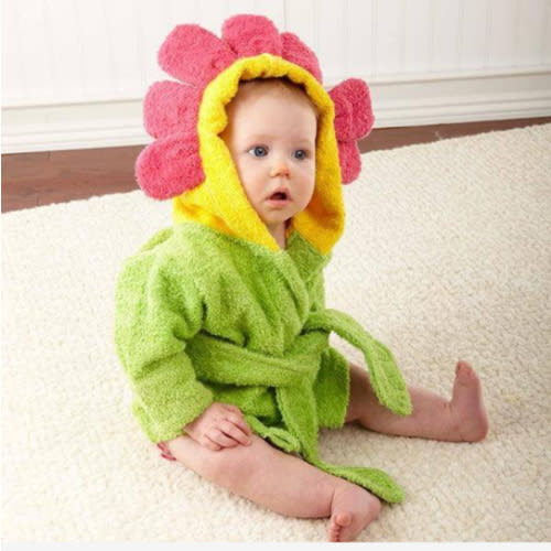 Soft Hooded Animal Baby Bathrobe Towels
