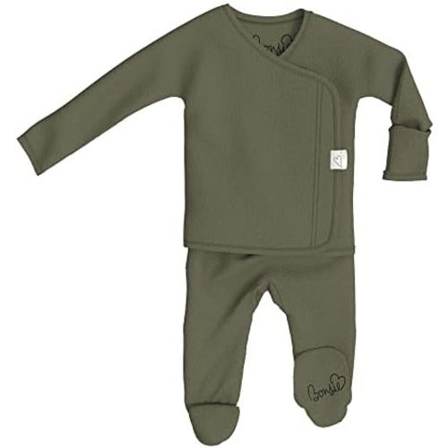 Bonsie Skin to Skin Babywear Footie Bodysuit - Olive Green Baby Footed One Piece - Oliveyou