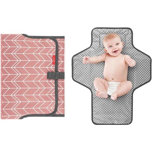 Babebay Waterproof Portable Diaper Changing Pad, Foldable Travel Changing Mat for Baby Girl Boy, Lightweight Travel Changing Station, Boho Geometric Pattern