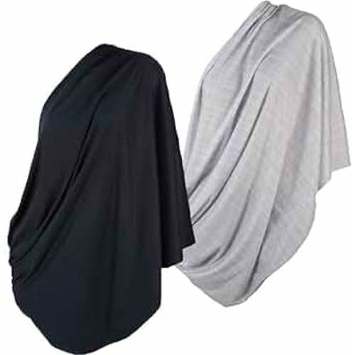 LK Baby Infinity Nursing Scarf Breastfeeding Cover Ultra Soft Premium Jersey Polyester (2pk Black/Grey)
